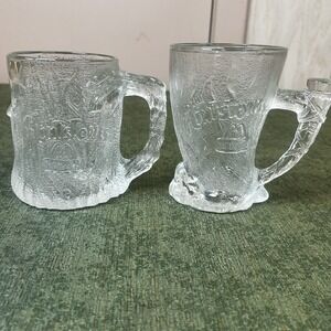 Vintage Flintstones McDonalds RocDonalds 1993 Frosted Glass Mug Cups Lot of 2